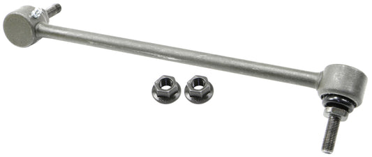Moog Chevrolet SS front right sway bar endlink, 2014-2017, showing metal link with rubber bushings for suspension stability