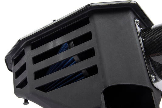Dinan carbon fiber cold air intake for BMW M240i, M340i, M440i G20, G22, G23, G26, G42 models, showing sleek design and air filter.