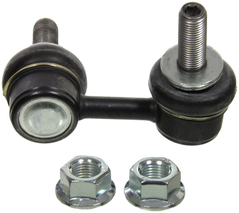 Moog rear left and right sway bar endlinks for Subaru B9 Tribeca, automotive suspension parts with metal and rubber components.
