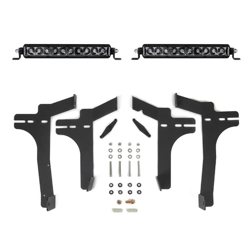 Rigid Industries 24+ Toyota Tacoma SR Midnight grille kit with 10-inch grille, featuring sleek black design and durable construction
