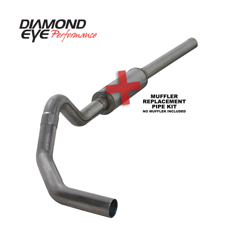Diamond Eye Performance 4-inch catback exhaust replacement pipe for 2004.5-2007.5 Dodge Cummins 600 diesel truck, made of stainless steel.