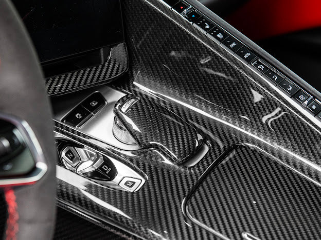 2020+ CHEVROLET CORVETTE C8 |CARBON FIBER CENTER CONSOLE W/ SWITCH TRIM FULL COVER