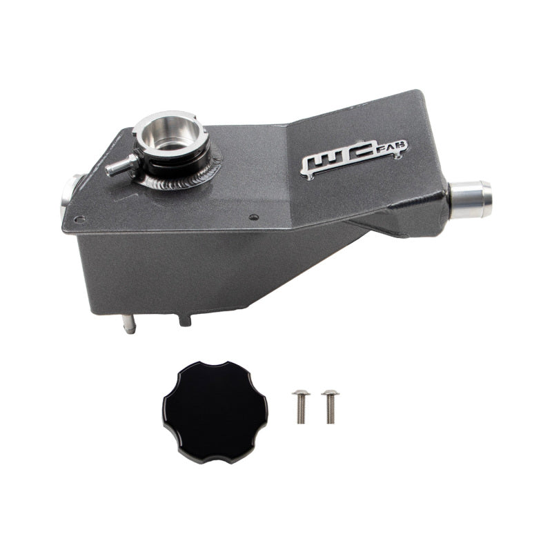 Wehrli 17-24 6.7L Power Stroke coolant reservoir tank kit in flat black, showing the sleek, durable coolant tank for diesel engines.