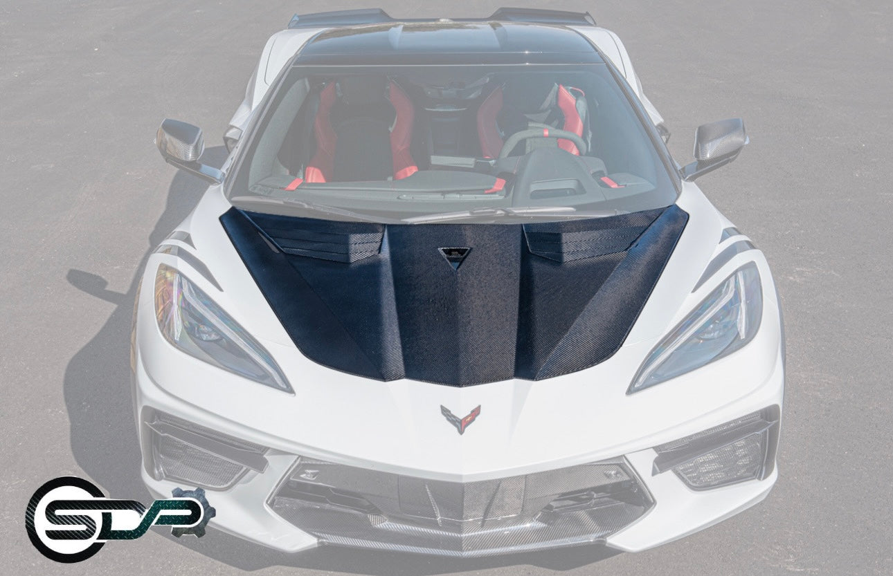 2020+ Corvette C8 | GT3 R Style CARBON FIBER Vented Front Hood