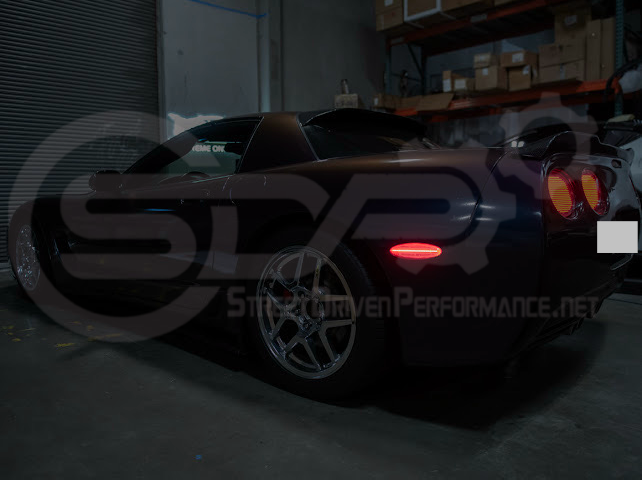 1997-2004 Chevrolet Corvette C5 | Rear Bumper Clear / Red / Black Lens Red LED Side Marker Lights Pair