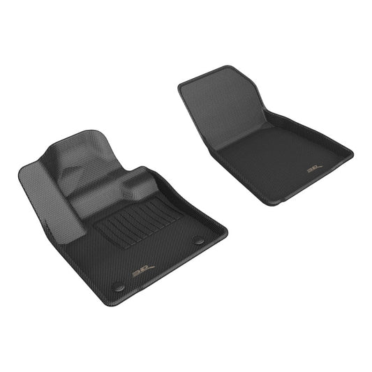 Black rubber 3D MAXpider C40 Recharge Kagu floor mats for 2023+ Volvo C40 Recharge, custom-fit with textured surface.
