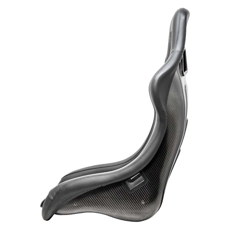 Black Sparco QRT-C X Carbon Comp race seat with racing harness slots, designed for high-performance driving and racing applications.