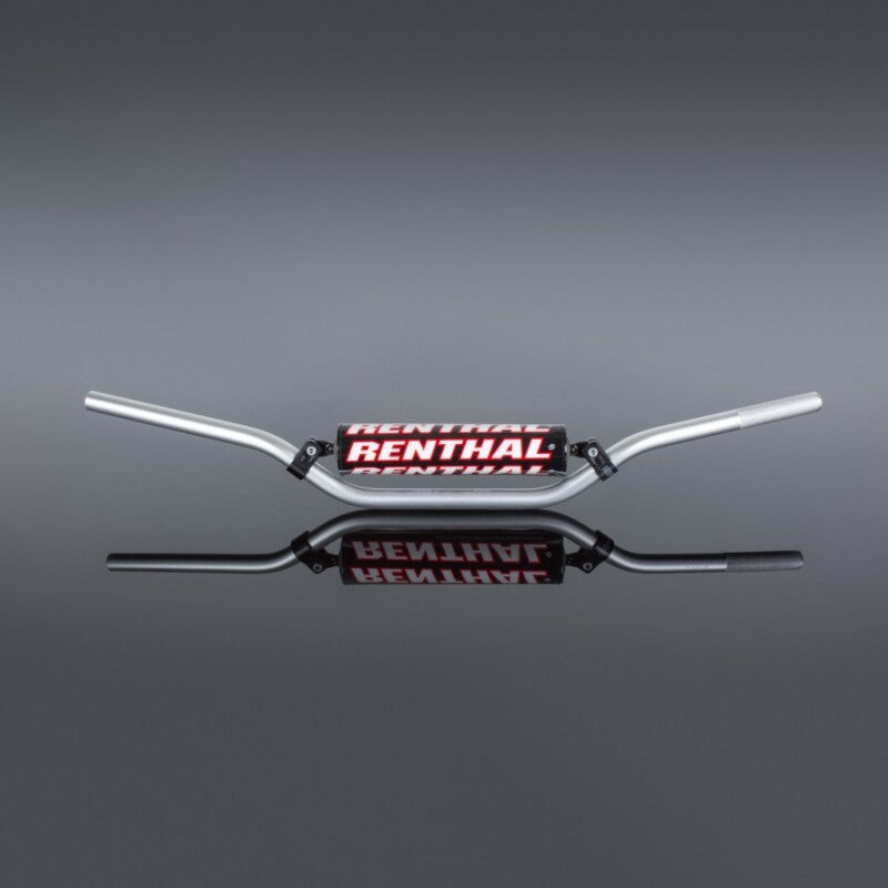 Silver Renthal Jimmy Button 7/8 inch handlebar with ergonomic grip and branding visible for motorcycle or dirt bike use.