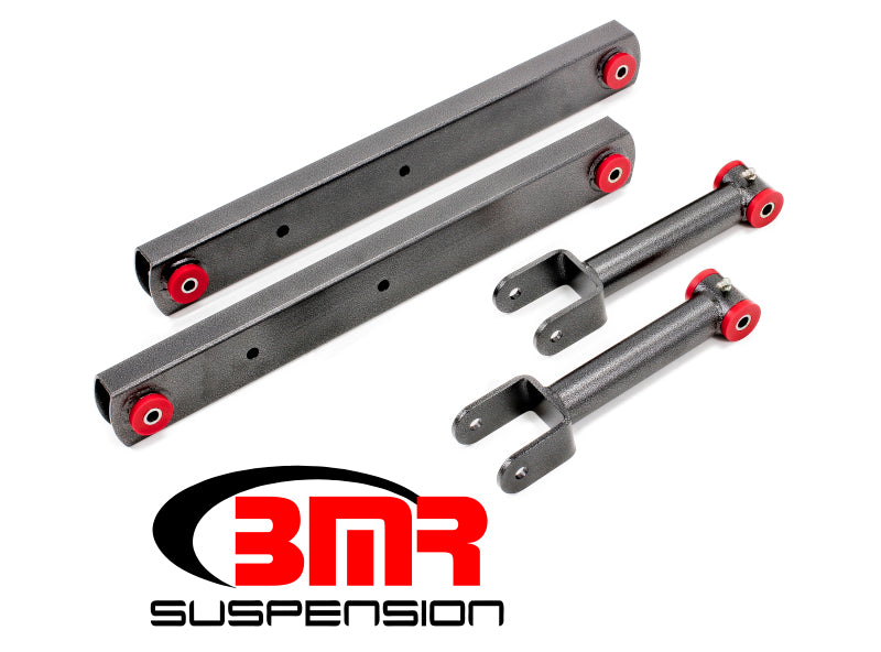 BMR Suspension BMR 68-72 A-Body non-adjustable rear suspension kit in black hammertone finish, includes suspension components.
