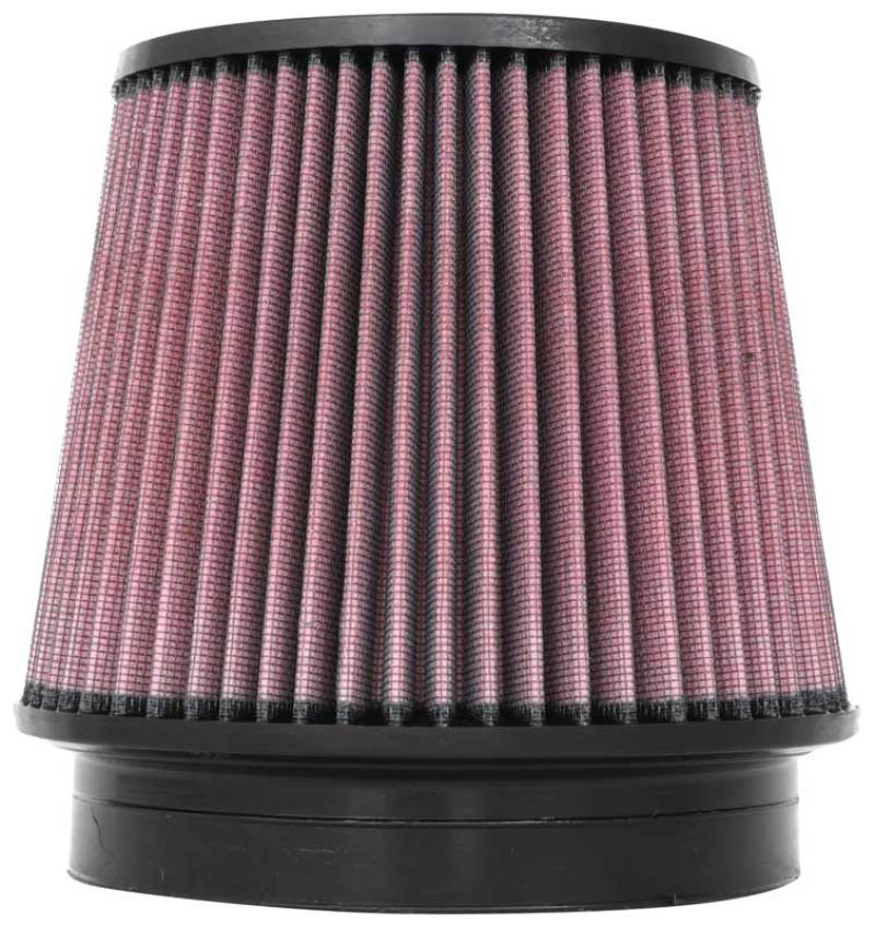 K&N Engineering universal clamp-on air filter with 6-inch flange, 7.5-inch base, 5.875-inch top, and 6-inch height, for vehicle airflow.