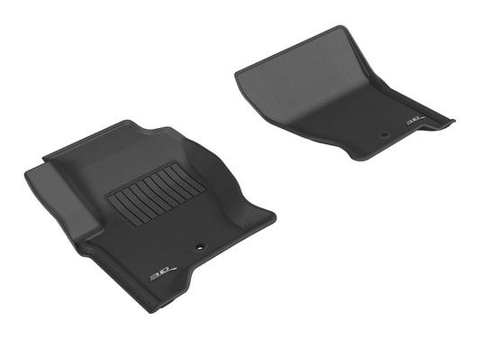 Black 3D MAXpider rubber floor mat for first row in Land Rover LR4 and Range Rover Sport (2008-2016) with textured surface.