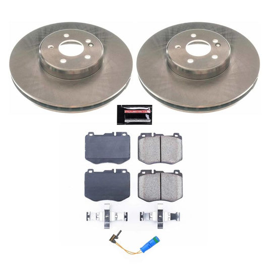 PowerStop OE front brake kit for 2017 Mercedes-Benz E300, includes brake rotors and pads, automotive repair components