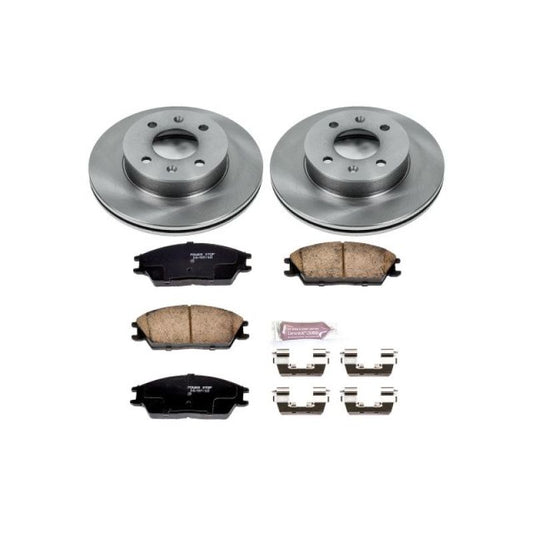PowerStop OE front brake kit for Hyundai Accent 2003-2005, includes brake rotors and pads for improved stopping performance.