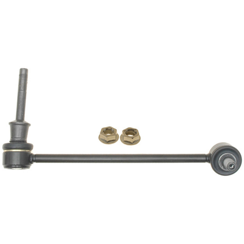 Moog front right sway bar end link for BMW X5 2007-2018, vehicle suspension component with metal and rubber parts.