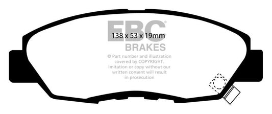 EBC Redstuff front brake pads for Acura CL 2.2, high-performance brake pads with red friction material for enhanced stopping power.