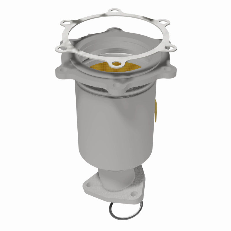 MagnaFlow catalytic converter for 1997 Infiniti QX4 3.3L, direct fit replacement with metallic finish and mounting brackets.