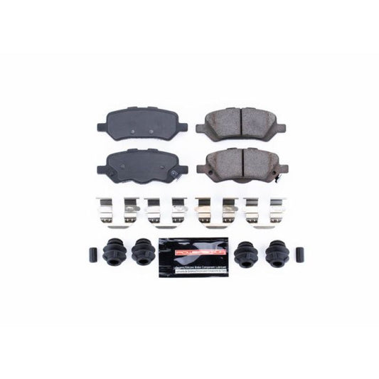 PowerStop Z23 Evolution Sport rear brake pads for Toyota Venza, with hardware, high-performance brake system replacement.