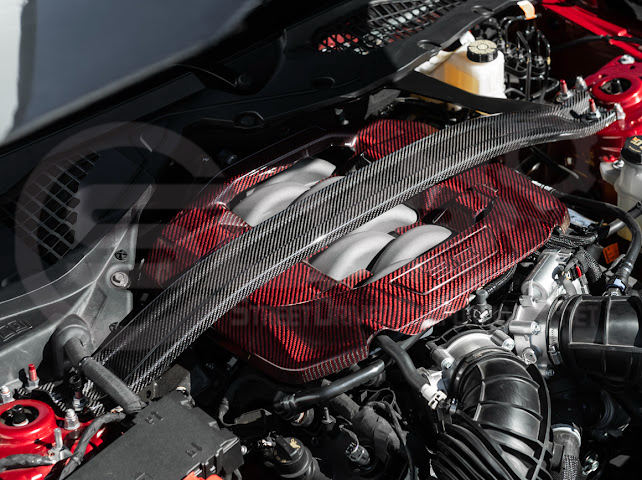 2024-Up Ford Mustang S650 | S650 Dark Horse Style CARBON FIBER Engine Strut Brace Balance Tower Bar
