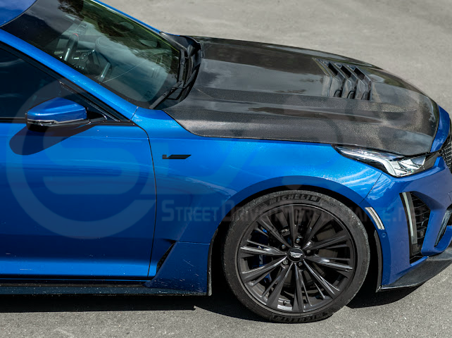 2020-Up Cadillac CT5 / CT5-V / CT5-V Blackwing | “CTS-V, V3” Style CARBON FIBER Front Vented Hood
