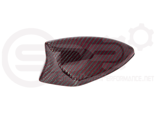 Red carbon fiber shark fin antenna cover for Cadillac ATS, CTS, CT4, and CT5, by Street Driven Performance.