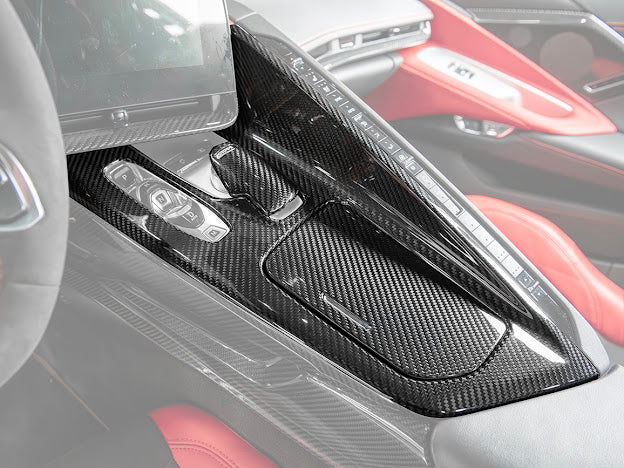 2020+ CHEVROLET CORVETTE C8 |CARBON FIBER CENTER CONSOLE W/ SWITCH TRIM FULL COVER
