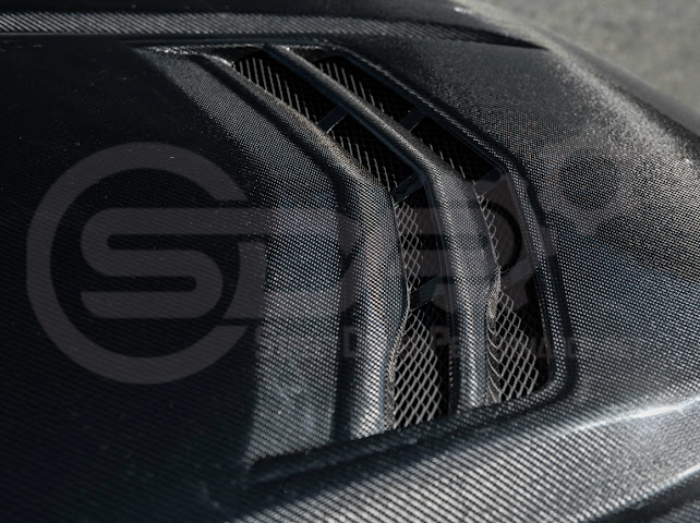 Black Wing style carbon fiber vented front hood for 2020+ Cadillac CT4, CT4-V, and CT4-V Black Wing by Street Driven Performance.