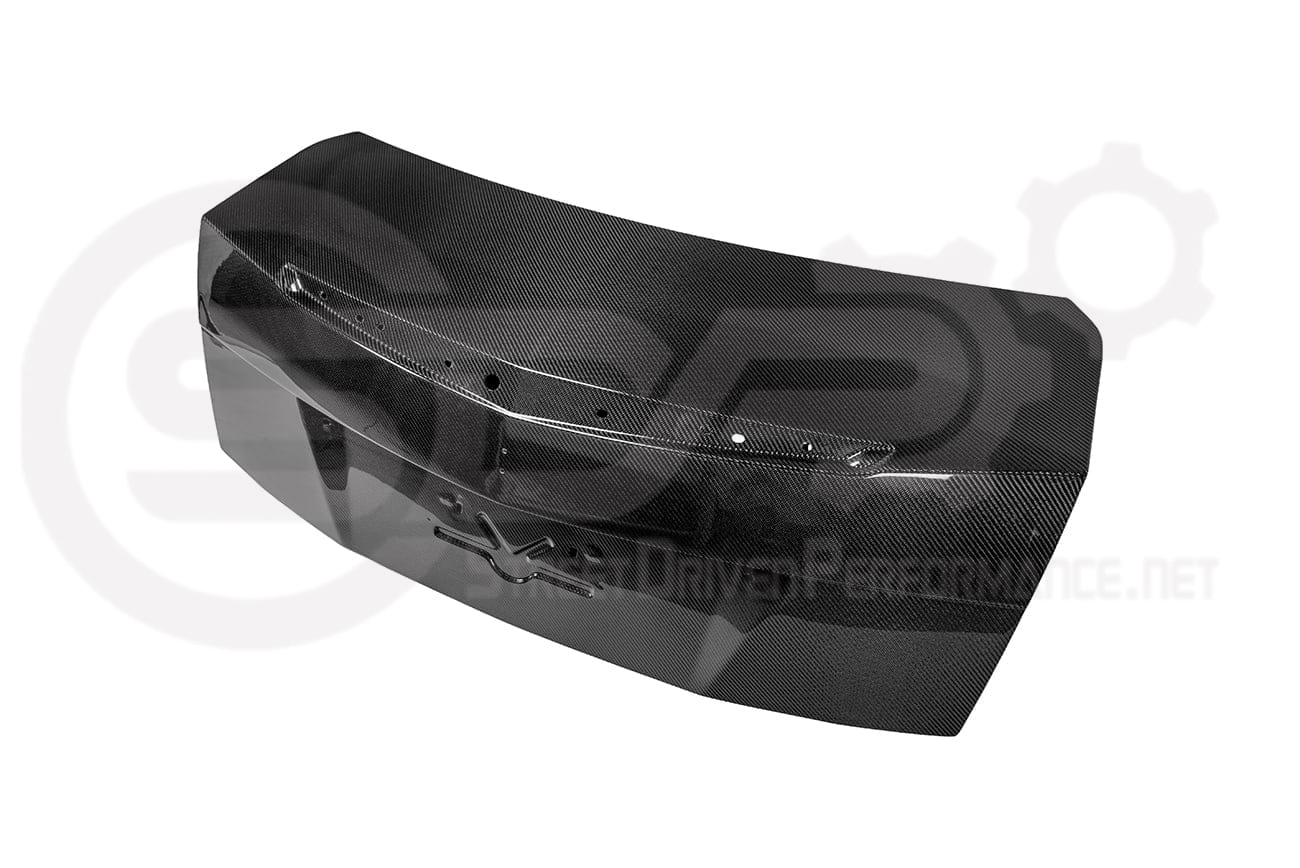 Carbon fiber rear trunk lid replacement for Cadillac CTS and CTS-V V2 sedan by Street Driven Performance.