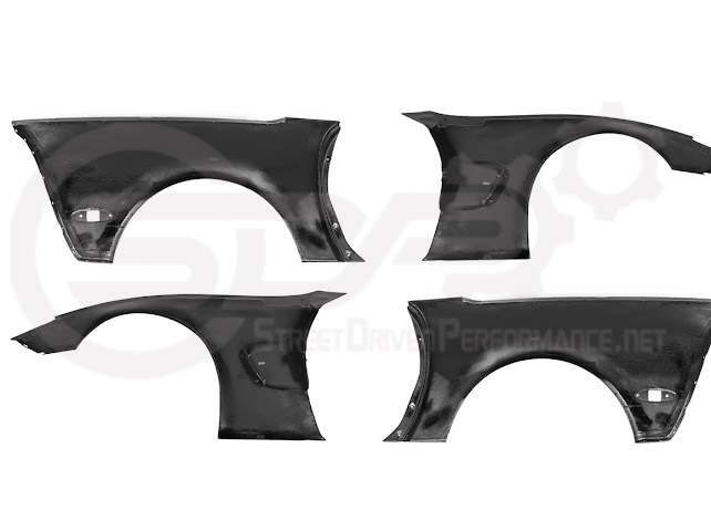 Factory style carbon fiber front and rear widebody fenders for 1997-2004 Chevrolet Corvette C5 hatchback by Street Driven Performance.
