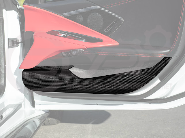 2020-Up Corvette C8 | CARBON FIBER Door Kick Guard Panel Lower Pocket Cover Pair
