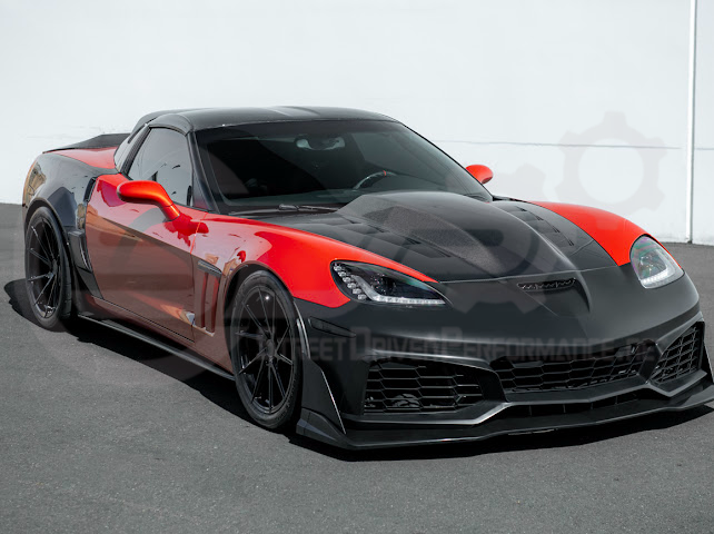 2005-2013 Corvette C6 Z06 | C7 ZR1 Style Primer Black Front Bumper Conversion Kit Replacement