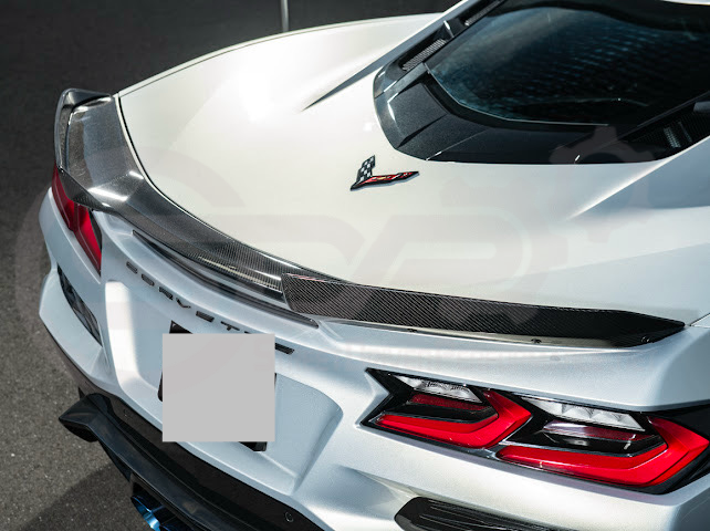 2023-Up CORVETTE C8 Z06 / E-RAY / ZR1 | CARBON FIBER 1.5 INCH EXTENDED REAR SPOILER WING WICKER BILL WINGLETS PAIR