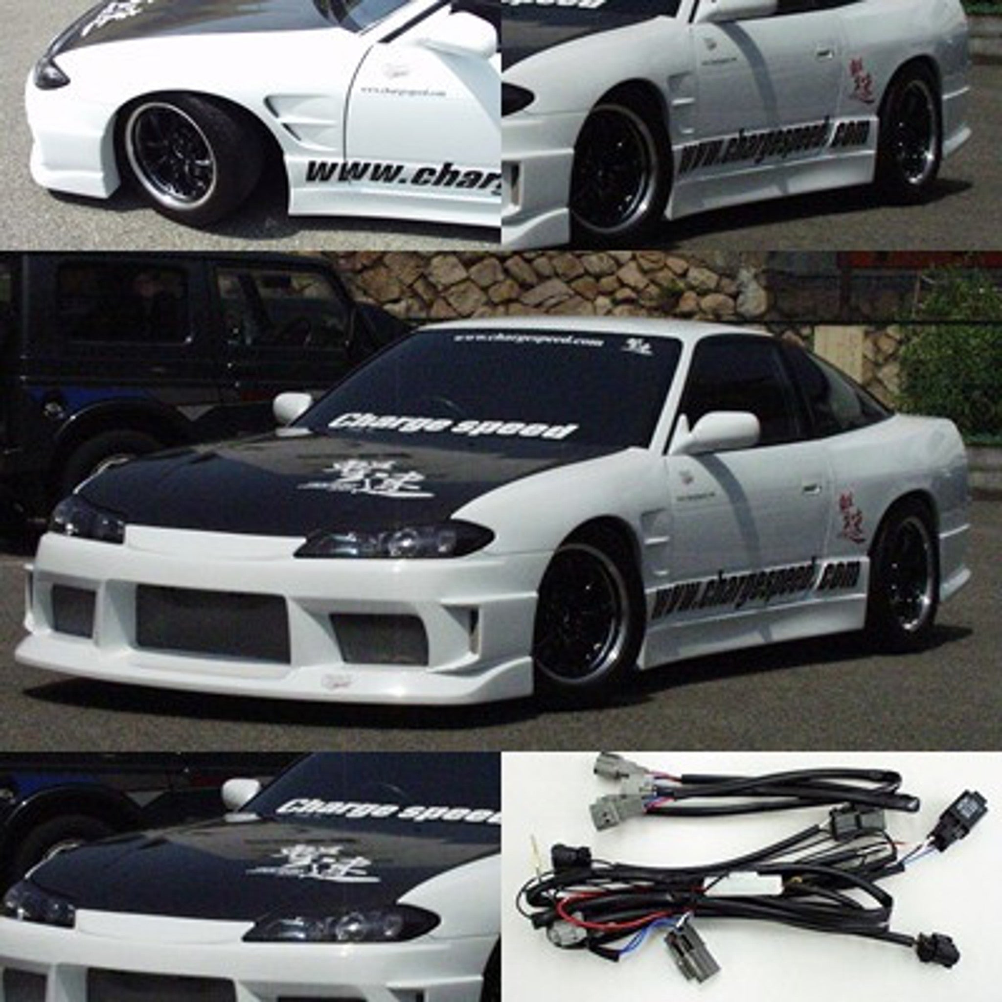 Charge Speed 1989-1994 Nissan 240SX S-13 HB Conversion to S-15 Wide Body Complete Kit With OEM Carbon Hood