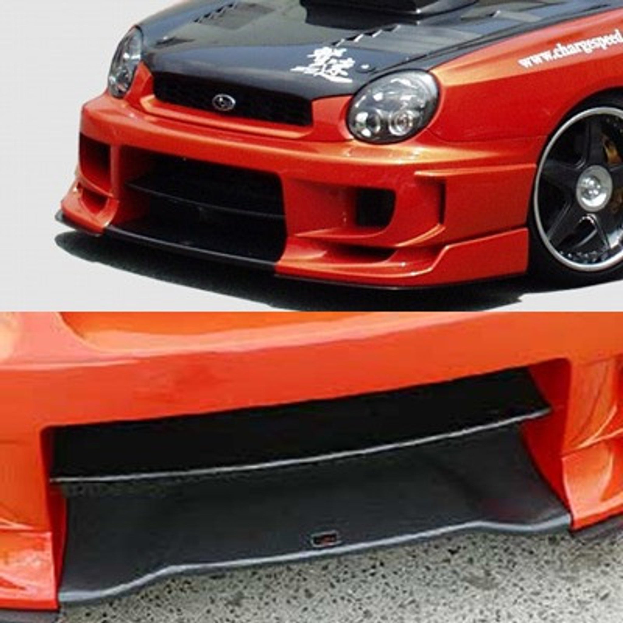 Charge Speed 2002-2003 Subaru Impreza GD-A Zenki/ Round Eye Model Type-2 Front Bumper With 3D Carbon Center Flap