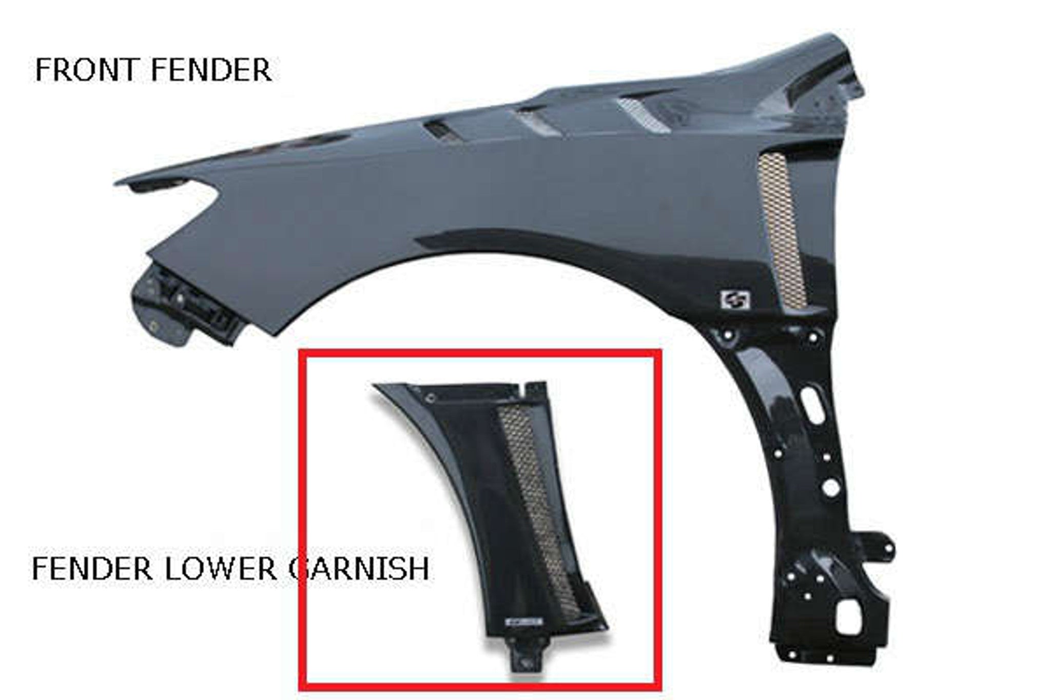 Charge Speed 2015-2021 Subaru WRX STi VA S4 Carbon Vented Lower Garnish for Factory or Charge Speed Front Fenders