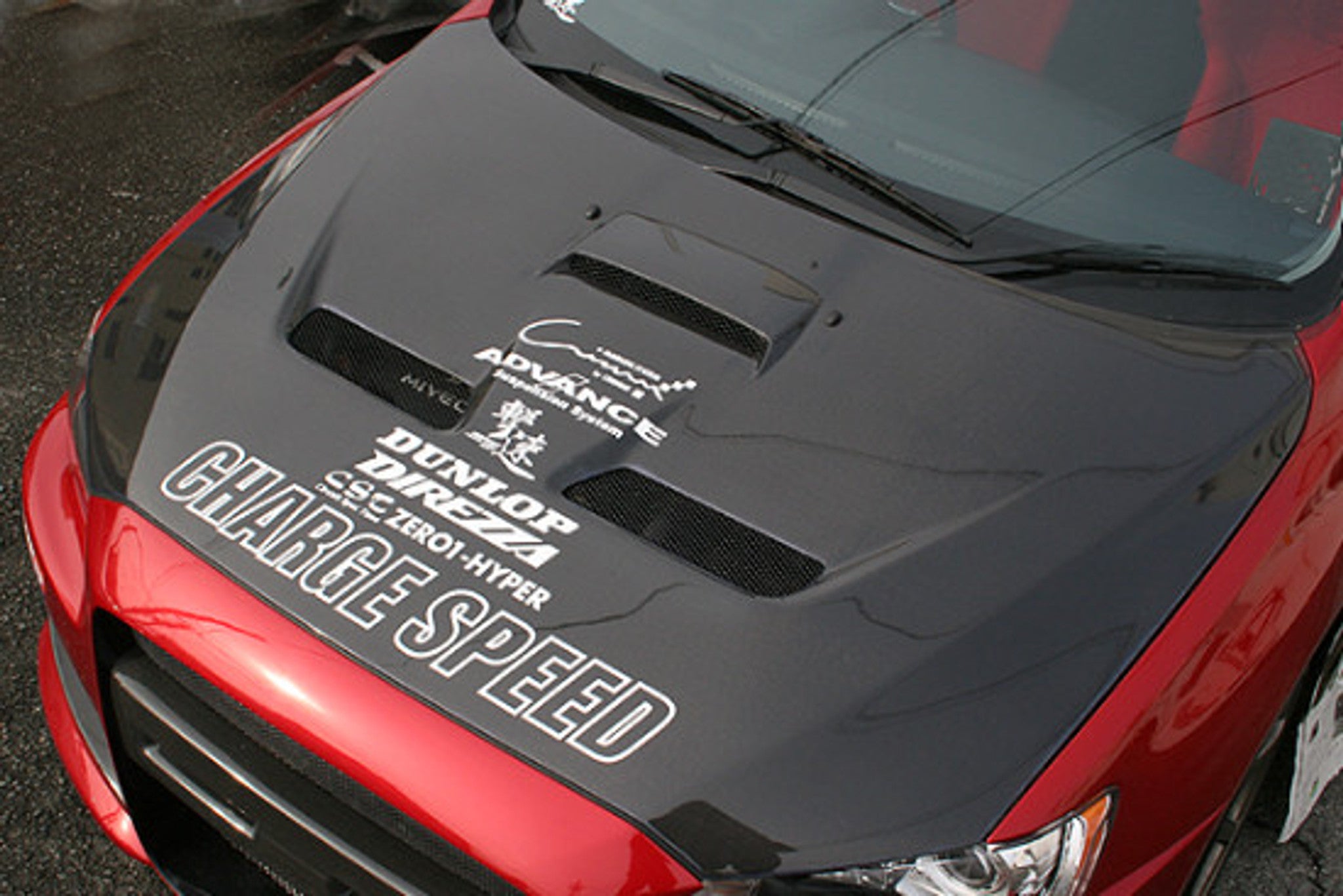 Charge Speed 2008-2017 Mitsubishi Lancer/ Lancer EX/ Ralliart/ Sportback/ EvoX Type-1 Vented Carbon Hood