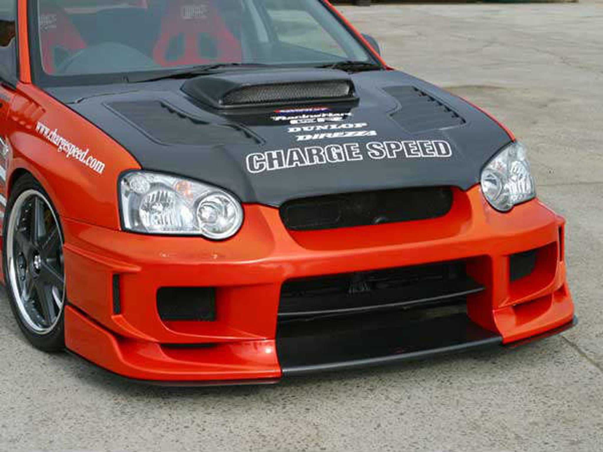 Charge Speed 2005 Subaru Impreza GD-B Peanut Eye Type-2 Full Bumper Kit With Straight Carbon Center with Rear Over Fender Caps