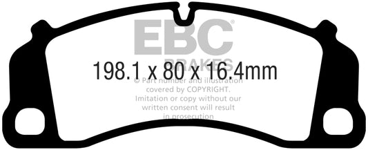 EBC Redstuff front brake pads for Porsche 911 Carrera S 3.0TT 2016+ with cast iron rotors, high-performance brake components