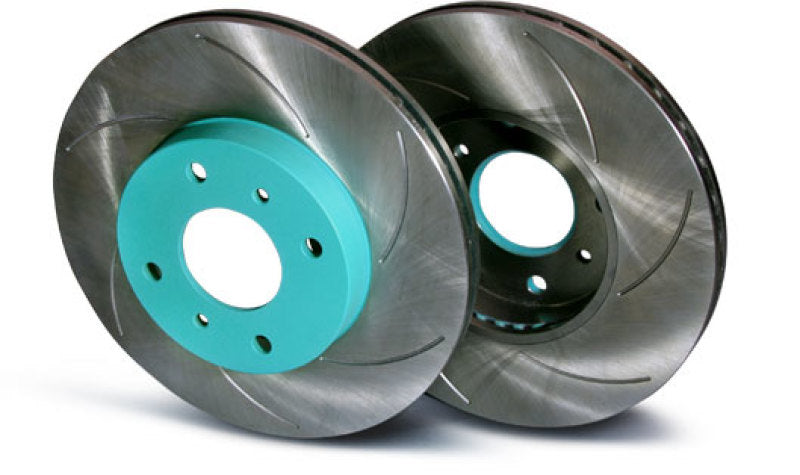 Project Mu SCR Pure Plus 6 Rotor rear brake rotor for Nissan GT-R, slotted, uncoated, high-performance brake component.