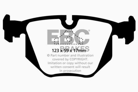 EBC Greenstuff rear brake pads for BMW 840 4.0 E31, high-performance brake pads installed on the vehicle's rear axle