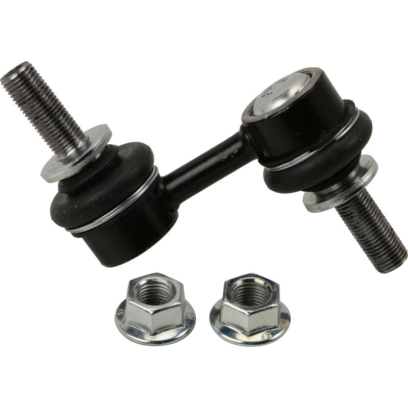 Moog Subaru Legacy front stabilizer bar link kit with sway bar endlinks for 2010-2014 model, showing metal components and bushings.