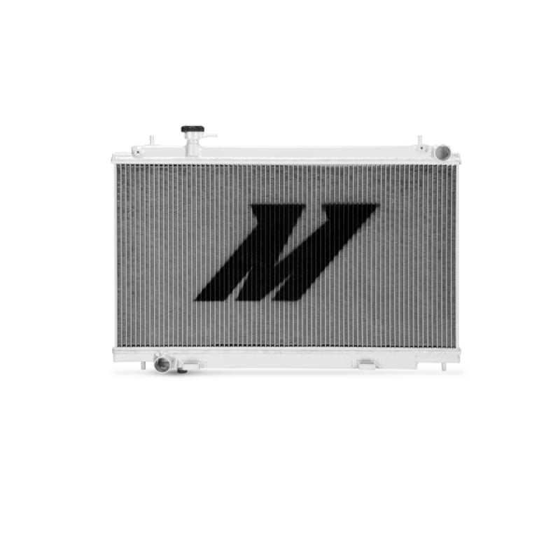 Mishimoto aluminum radiator for Nissan 350Z 2003-2006 manual transmission, showcasing sleek design and cooling fins.