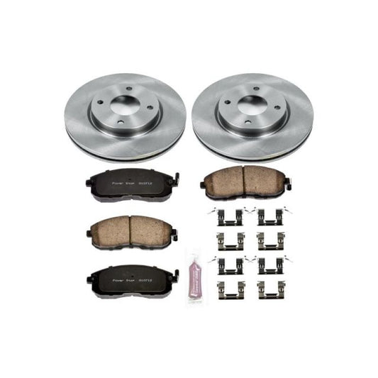 PowerStop OE front brake kit for Nissan Cube 2009-2014, includes brake rotors and pads for reliable stopping power