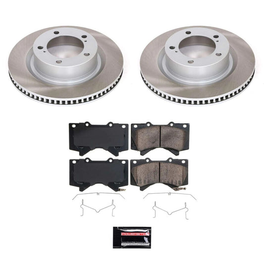 PowerStop front semi-coated brake rotor kit for 2007-2021 Toyota Tundra, performance brake kit with vented rotors