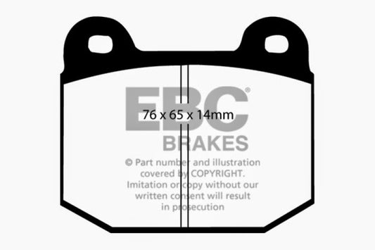 EBC Redstuff rear brake pads for Mitsubishi Lancer Evolution 2.0 Turbo, performance brake pads, visible red friction material