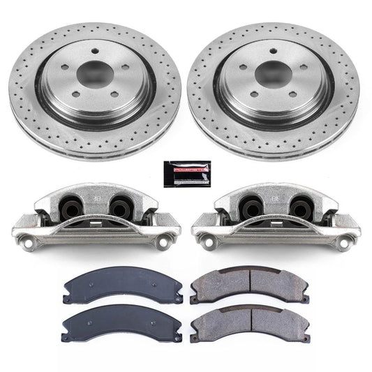 PowerStop OE rear brake calipers for GMC Sierra 2500 HD 2015-2019 with Autospecialty caliper kit, shown in the image.