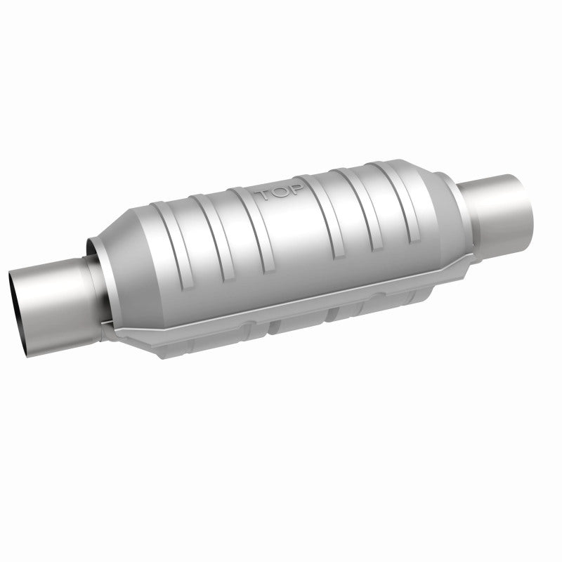 MagnaFlow universal catalytic converter with 2-inch inlet and outlet, 11-inch length, made of stainless steel.