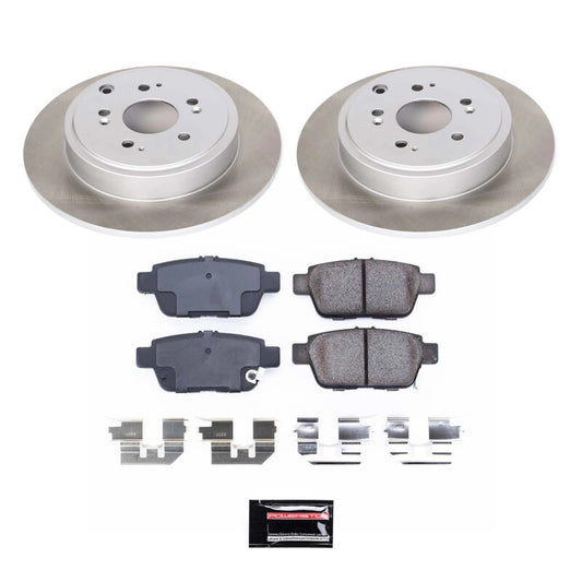 PowerStop front semi-coated rotor kit for Honda Ridgeline 2006-2011, performance brake kit with black coating.