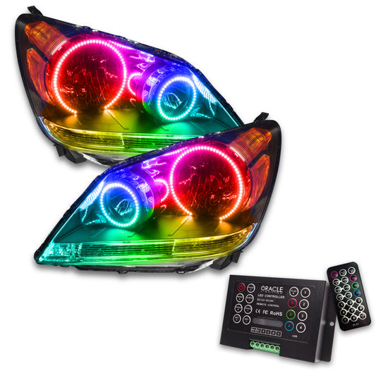 Oracle Lighting Honda Odyssey 2008-2010 SMD Headlights with ColorSHIFT and 2.0 Controller, showing the LED light strip and headlight assembly