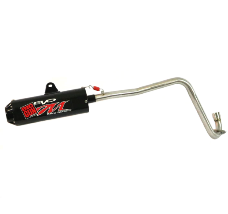 Big Gun 19-21 Suzuki DRZ 50 Evo M Series black full system exhaust for powersports bikes, featuring sleek design and durable construction.