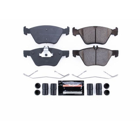 PowerStop Z23 Evolution Sport brake pads with hardware for front of 2004-2008 Chrysler Crossfire, performance brake system replacement
